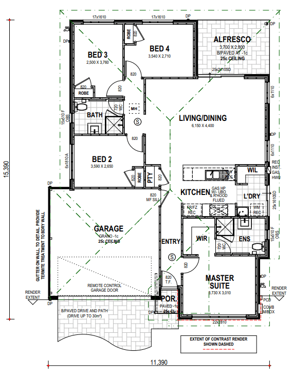 Floor plan for a 2-bedroom house in a house and land package.
