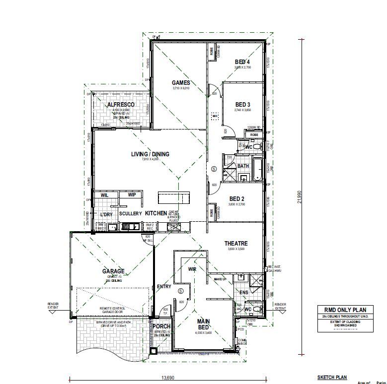 Floor plan for a 2-bedroom house in a house and land package.